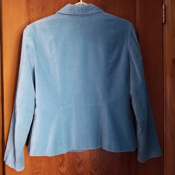 Turquoise, soft cotton velvet jacket, blazer, S, M, vintage 90s/2000s, Reitmans - Picture 3 of 11